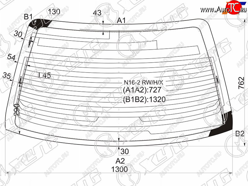 Стекло заднее (Цвет зеленый Обогрев Антенна) Nissan Almera 00-06  Almera Classic 06-12  Bluebird N16-2 RW/H/X