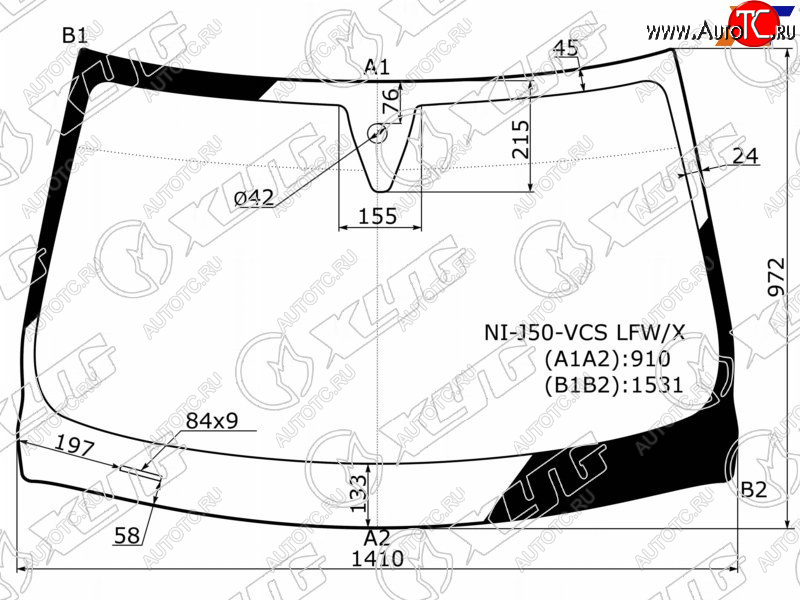 Стекло лобовое (Датчик дождя) Infiniti EX25 11-13  EX35 07-13  EX37 07-13  QX50 13-18 NI-J50-VCS LFW/X