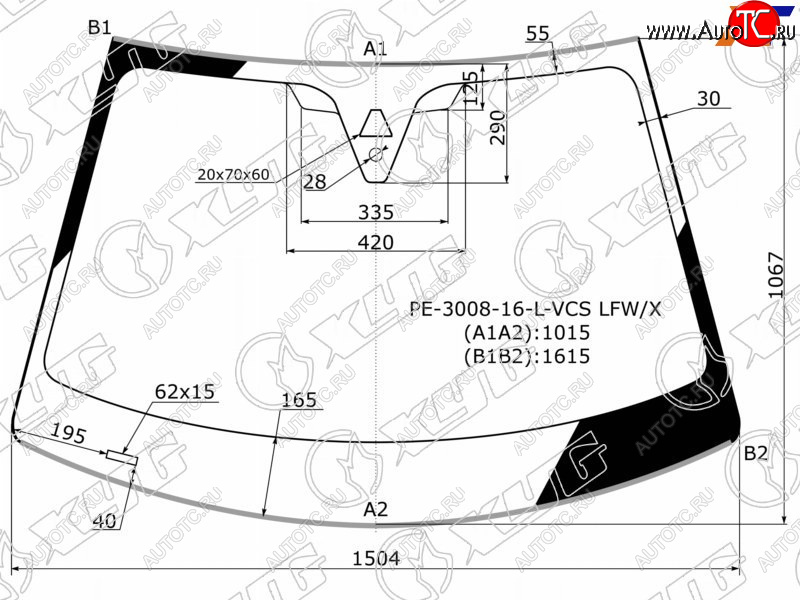 Стекло лобовое (Камера Датчик дождя Молдинг) Peugeot 3008 16-20  5008 16-20 PE-3008-16-L-VCS LFW/X