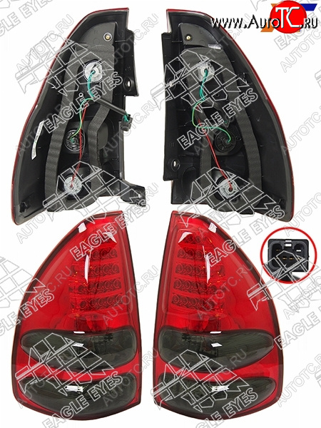 Фонарь задний  TOYOTA LAND CRUISER PRADO 02-08- красный диодный  тюнинг комплект R+L PF-EE-212-19G5-RD