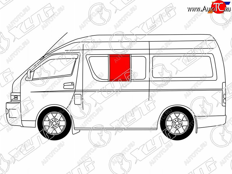 Стекло кузова боковое (не опускное) (Слева Цвет зеленый) Toyota Hiace 04-20  Regius Ace 04-20 RH200-ST-L SF/LH2/X