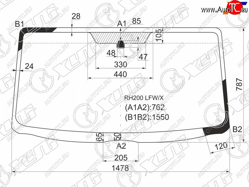 Стекло лобовое (Узкая кабина) Toyota Hiace 04-  Regius Ace 04-20 RH200 LFW/X