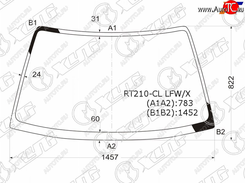 Стекло лобовое Toyota Carina (T210) 96-01  Corona Premio 96-01 RT210-CL LFW/X