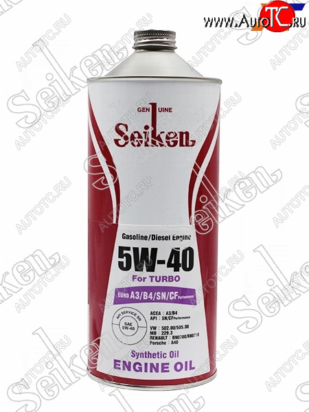 Масло моторное SEIKEN SYNTHETIC A3B4SNCF 5W-40 1л SKA3B4SN5W40C1