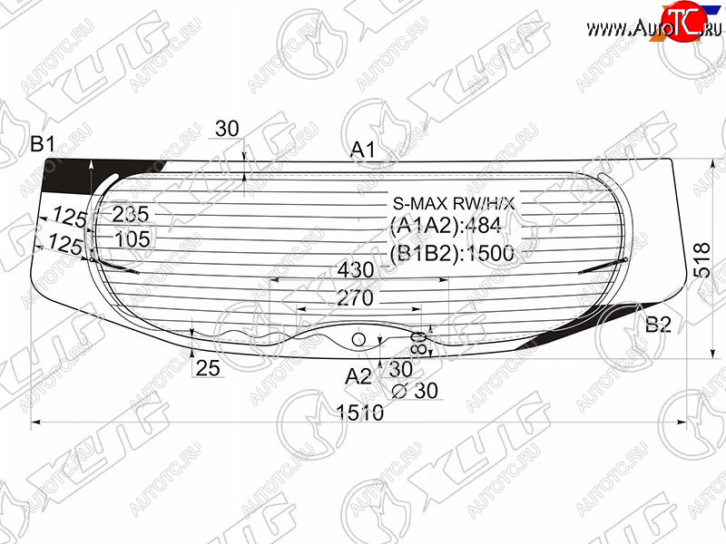 Стекло заднее (Цвет зеленый Обогрев) Ford S-MAX 06-15 S-MAX RW/H/X