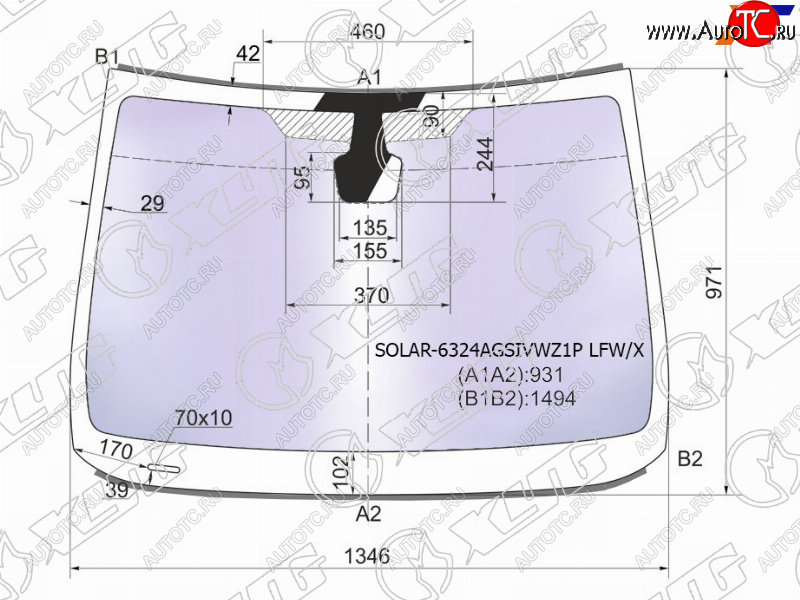 Стекло лобовое (Атермальное Молдинг) Opel Astra 09-15 SOLAR-6324AGSIVWZ1P LFW/X