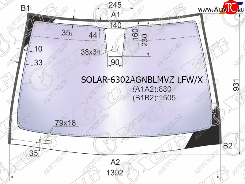 Стекло лобовое (Атермальное Датчик дождя Молдинг) Opel Astra 04-13  Astra Family 11-14 SOLAR-6302AGNBLMVZ LFW/X