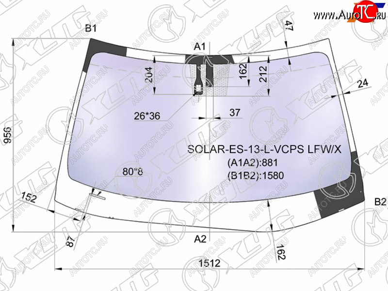 Стекло лобовое (Атермальное Датчик дождя Молдинг) Lexus ES 12-18 SOLAR-ES-13-L-VCPS LFW/X