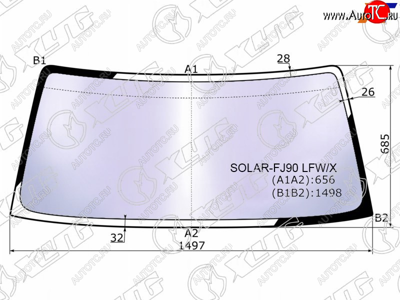 Стекло лобовое (Атермальное) Toyota Land Cruiser Prado (J90) 96-02 SOLAR-FJ90 LFW/X