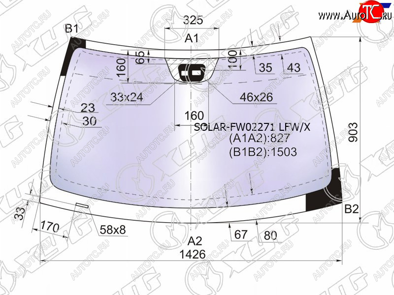 Стекло лобовое (Атермальное Датчик дождя) Mercedes-Benz C-Class 00-08 SOLAR-FW02271 LFW/X