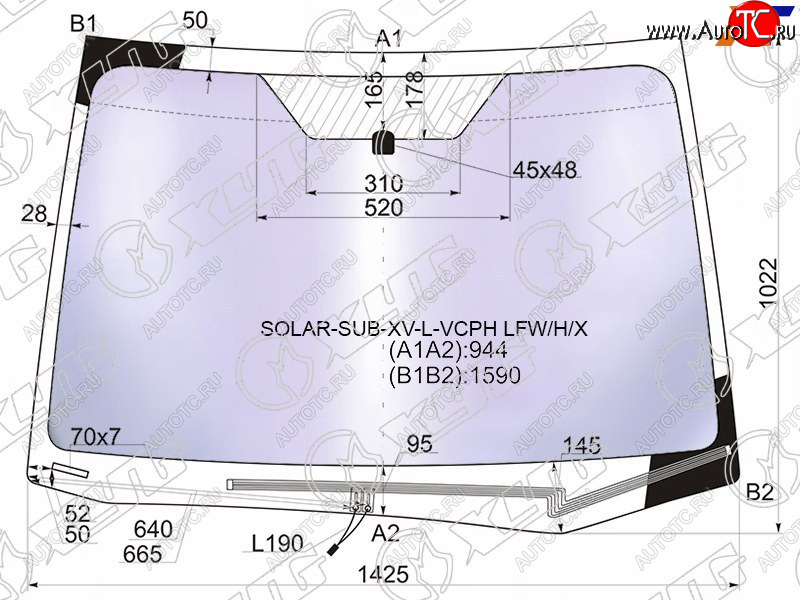 Стекло лобовое (Атермальное Обогрев щеток) Subaru Impreza 11-16  XV 11-17  Impreza WRX 14-21  Im SOLAR-SUB-XV-L-VCPH LFW/H/X