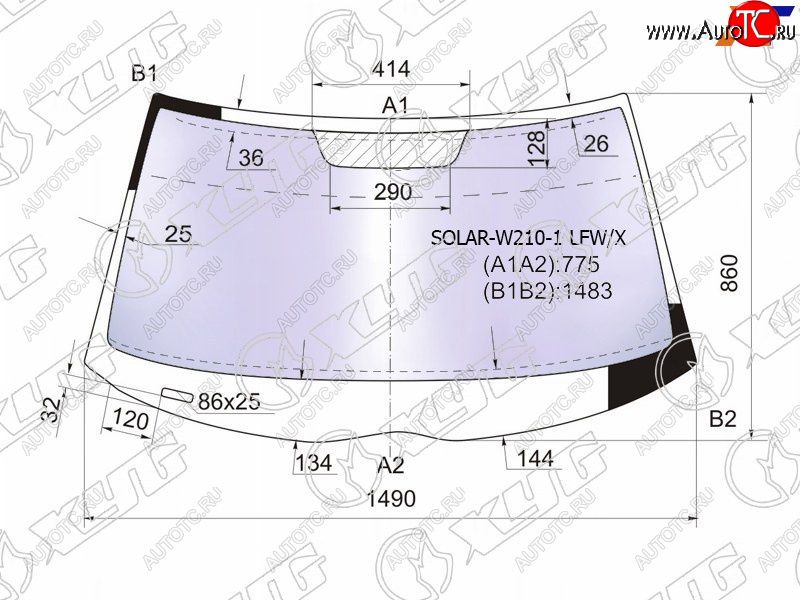 Стекло лобовое (Атермальное) Mercedes-Benz E-Class 95-03                                             SOLAR-W210-1 LFW/X