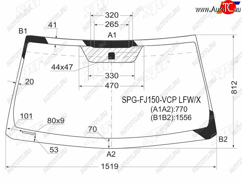 Стекло лобовое Toyota Land Cruiser Prado (J150) 09-17  Lexus GX460 09-19                            SPG-FJ150-VCP LFW/X