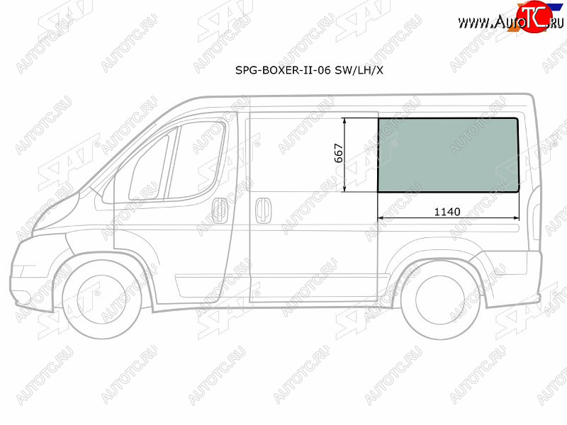 Стекло кузова боковое (не опускное) (Слева Цвет зеленый) Peugeot Boxer 06-  Citroen Jumper 06-  F SPG-BOXER-II-06 SW/LH/X