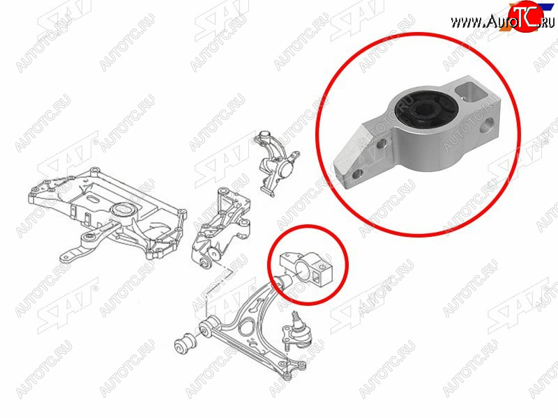 Сайлентблок переднего рычага задний VOLKSWAGEN GOLF 03-16JETTA 05-11SKODA OCTAVIA 04-12YETI 10-LH ST-1K0199231J