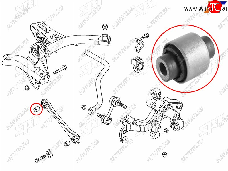 Сайлентблок задней верхней поперечной тяги (внутр)VW JETTA 05-16PASSAT 05-15TIGUAN 07-SKODA KODIA ST-1K0501529J-B1