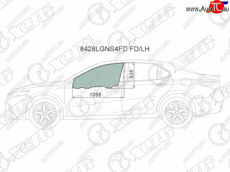 Стекло боковое опускное (Спереди Слева Цвет зеленый Крепления) Toyota Camry (XV70) 17-21  Camry 8428LGNS4FD FD/LH