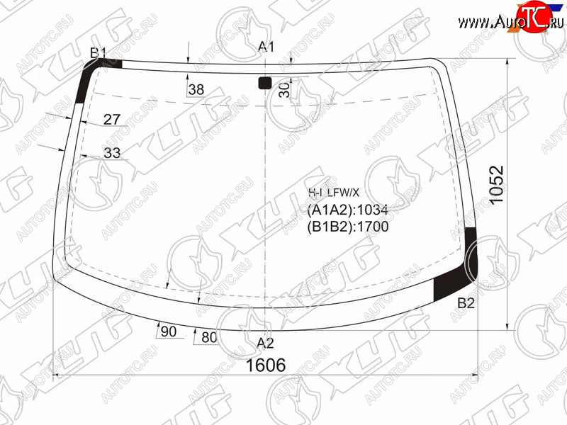 Стекло лобовое Hyundai H1 97-07  Starex 97-07  JAC Refine 06-11 H-I LFW/X