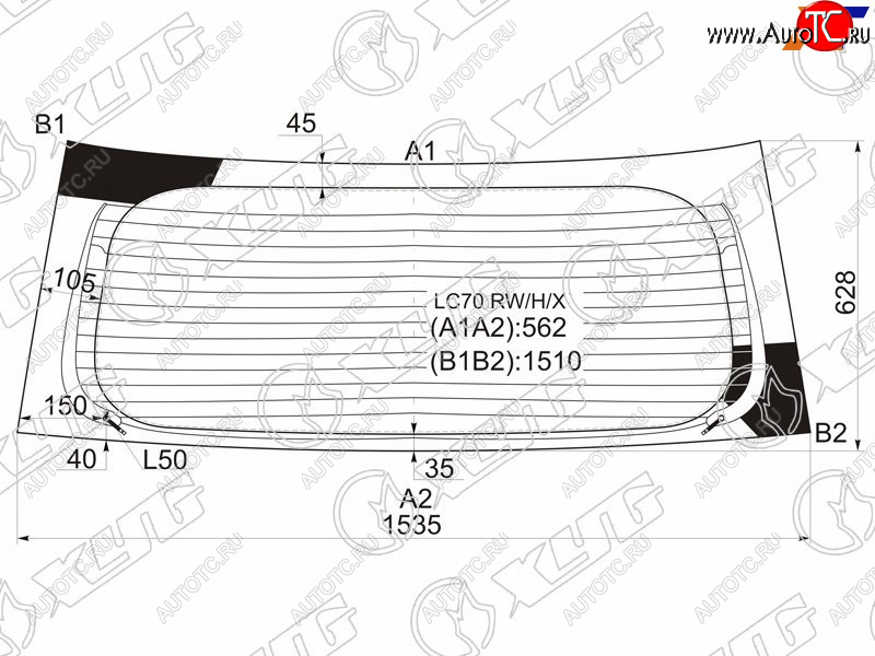 Стекло заднее с обогревом MAZDA MPV LW# 99-06                                                        LC70 RW/H/X