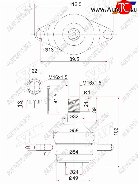 Шаровая опора нижняя FR TOYOTA Estima 90-99 ST-43330-29235