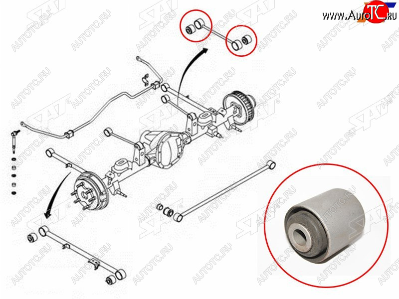 Сайлентблок задней продольной тяги SSANG YONG KYRON 05-12ACTION 01-09MUSSO 93-08REXTON 02-12KORA ST-4542105000