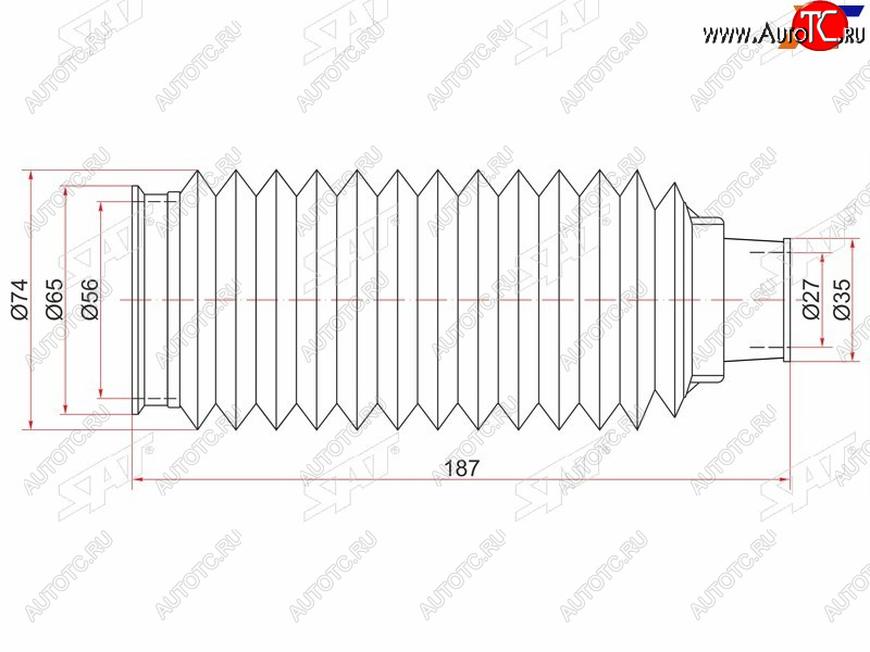 Пыльник рулевой рейки TOYOTA LAND CRUISER PRADOHILUX SURF 95- LH=RH ST-45535-35030