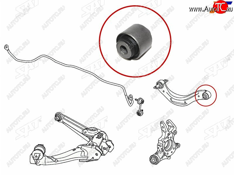 Сайлентблок заднего верхнего поперечного рычага HONDA CIVIC 06-15 ST-52390-SNA-A00-B2