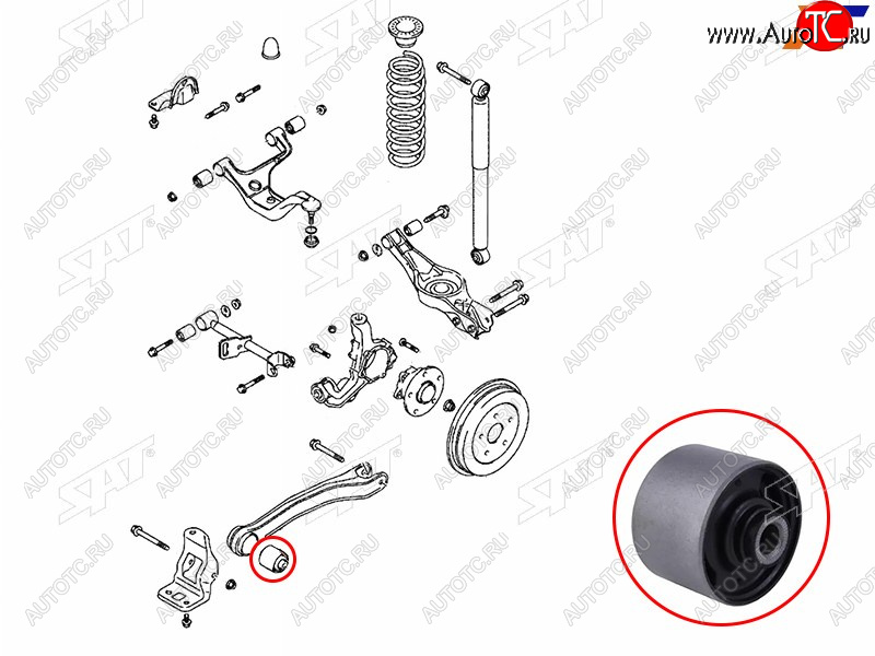 Сайлентблок задней продольной тяги HYUNDAI SONATA (EF) 01-13KIA OPTIMAMAGENTIS 01-05 ST-55543-35010