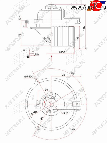 Мотор отопителя салона Toyota Avensis (T250) 03-08  Corolla (E120) 00-07  Corolla Fielder (E120) 0 ST-87103-02080