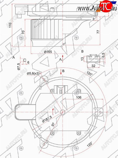 Мотор отопителя салона Toyota Land Cruiser (J200) 07-21  Lexus GS 05-12  IS 05-16  LS 06-17  LX ST-87103-60480