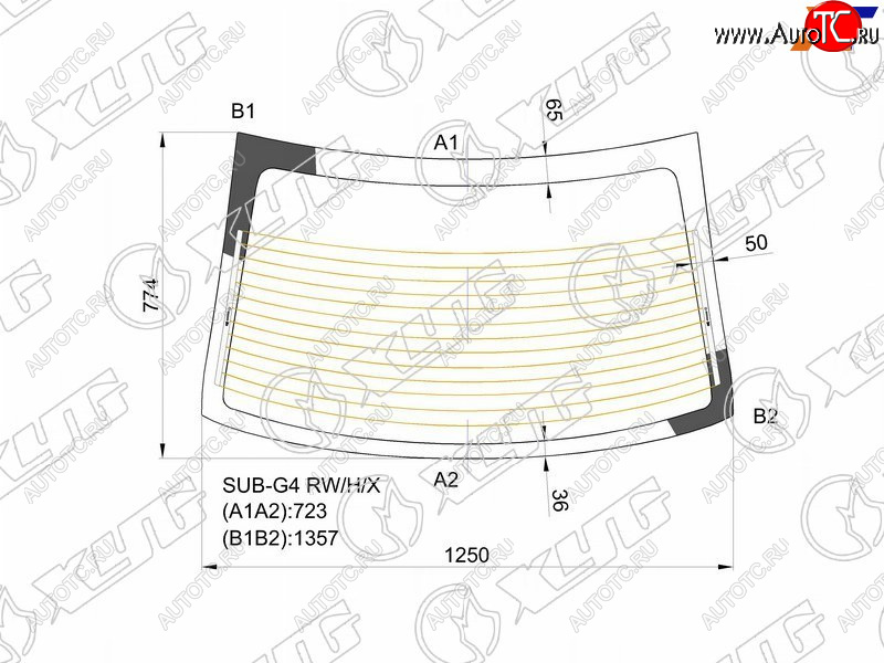 Стекло заднее (Цвет зеленый Обогрев) Subaru Impreza 11-16  Impreza WRX 14-21  Impreza WRX STI 14- SUB-G4 RW/H/X