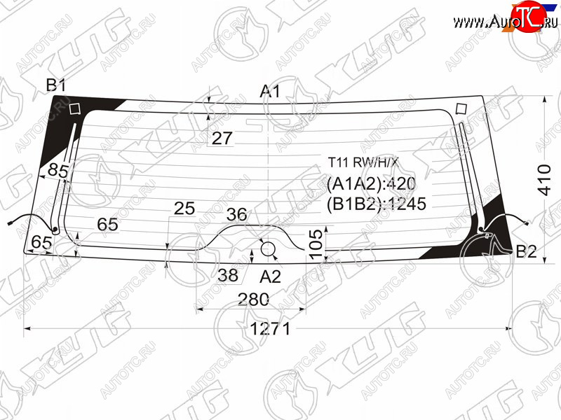 Стекло заднее (Цвет зеленый Обогрев Антенна) Chery Tiggo T11 05-16  Vortex Tingo 10-14 T11 RW/H/X