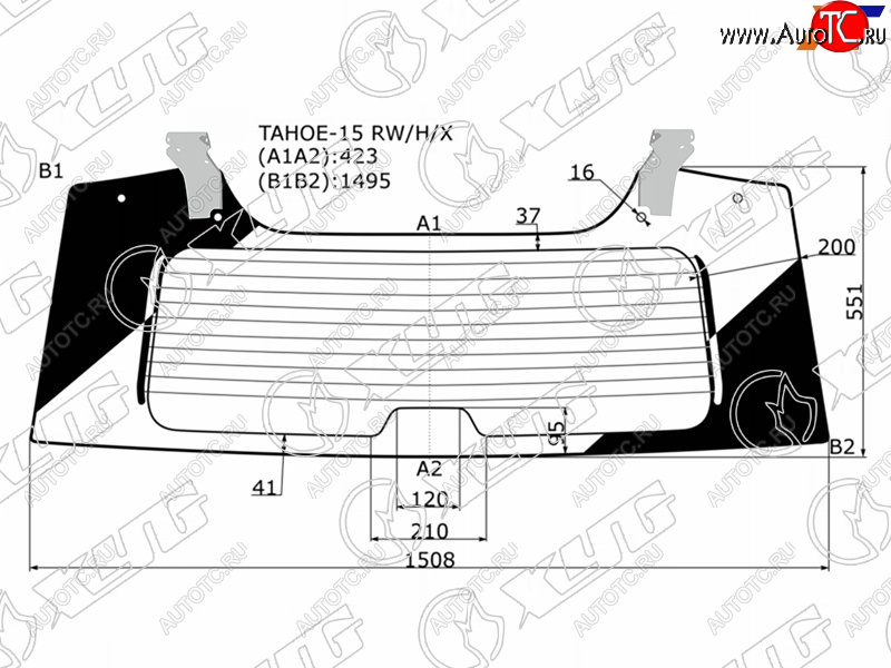 Стекло заднее (Цвет зеленый Обогрев С креплениями) Chevrolet Tahoe 13-21  Cadillac Escalade 15-21 TAHOE-15 RW/H/X