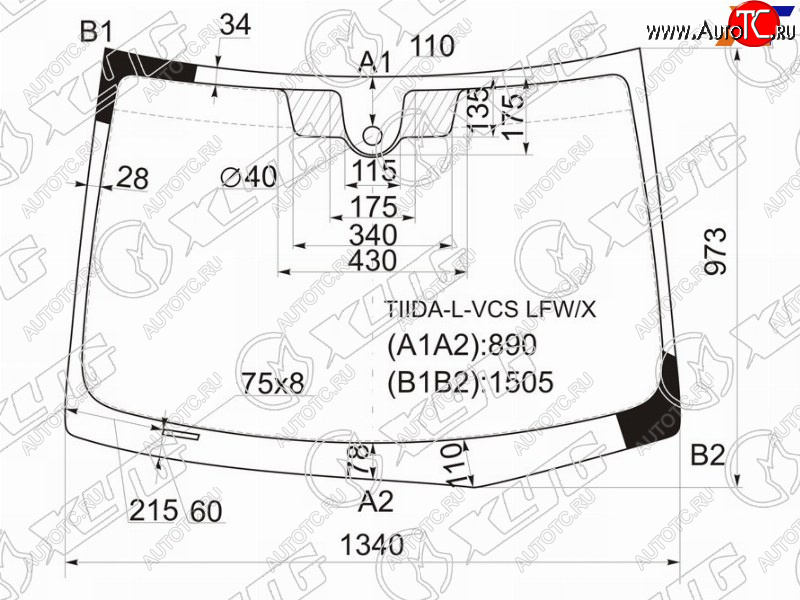 Стекло лобовое (Датчик дождя) Nissan Tiida 04-14  Tiida Latio 04-12  Versa 06-12 TIIDA-L-VCS LFW/X