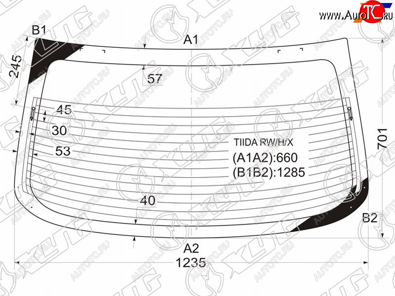 Стекло заднее (Цвет зеленый Обогрев) Nissan Tiida 04-14  Tiida Latio 04-12  Versa 06-12 TIIDA RW/H/X