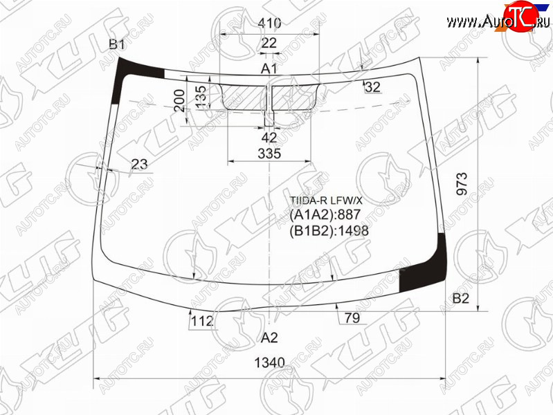 Стекло лобовое Nissan Tiida 04-14  Tiida Latio 04-12  Versa 06-12 TIIDA-R LFW/X