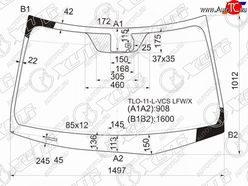 Стекло лобовое (Датчик дождя) Honda Accord 11-13  Acura TSX 08-14 TLO-11-L-VCS LFW/X