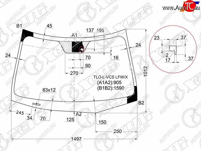 Стекло лобовое (Датчик дождя) Honda Accord 08-11  Acura TSX 08-14 TLO-L-VCS LFW/X