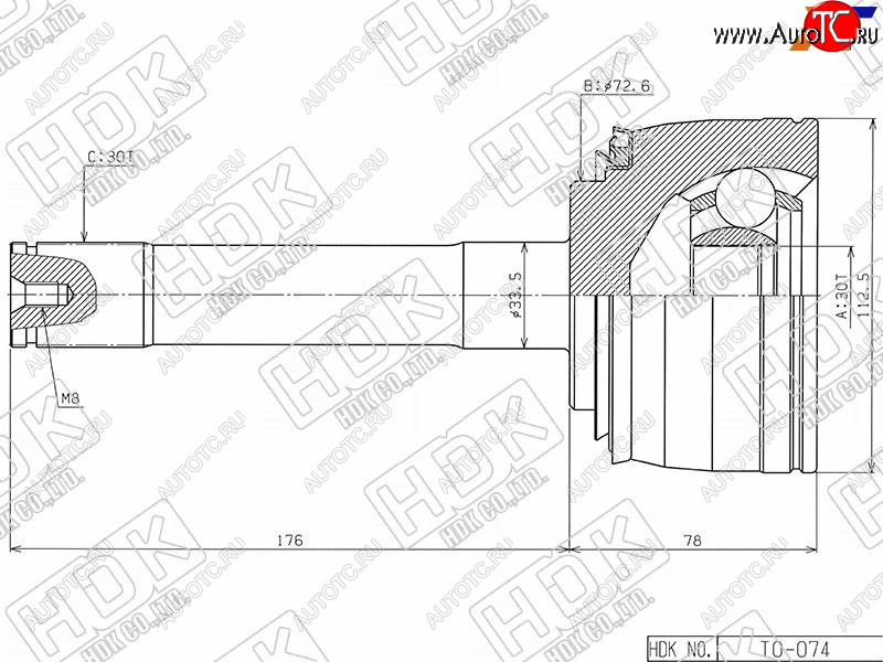 Шрус наружный FR TOYOTA LAND CRUISER 100LEXUS LX470 2UZFE1HDFTE 98- TO-074