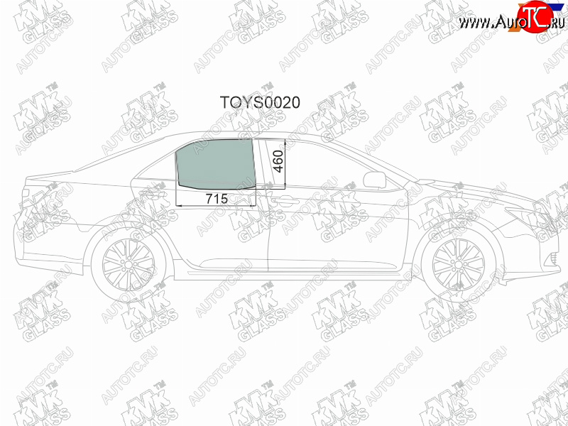 Стекло боковое опускное (Сзади Справа Цвет зеленый) Toyota Camry (XV50) 11-21  Camry UAEUSA 11-1 TOYS0020