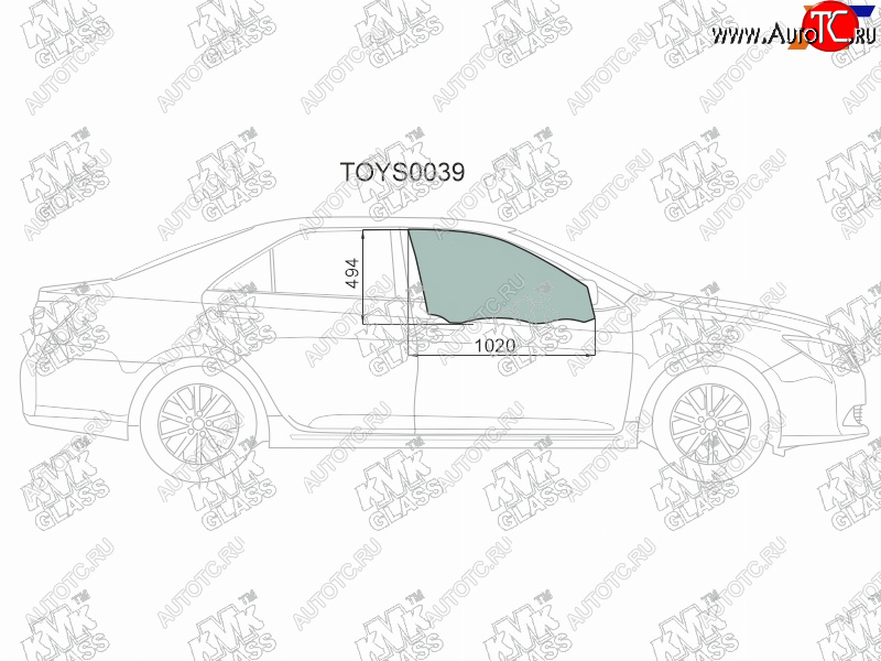 Стекло боковое опускное (Спереди Справа Цвет зеленый) Toyota Camry (XV50) 11-21  Camry UAEUSA 11 TOYS0039