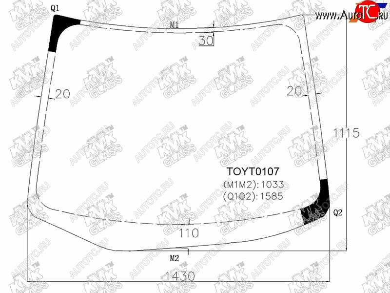 Стекло лобовое TOYOTA IPSUM 01-09                                                                    TOYT0107