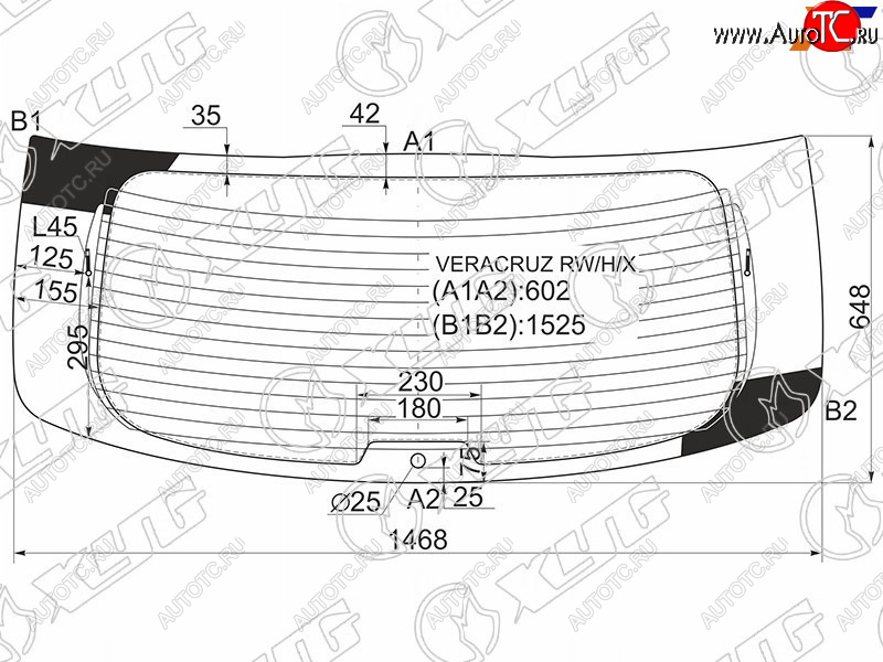 Стекло заднее (Цвет зеленый Обогрев) Hyundai ix55 06-13  Veracruz 06-15 VERACRUZ RW/H/X