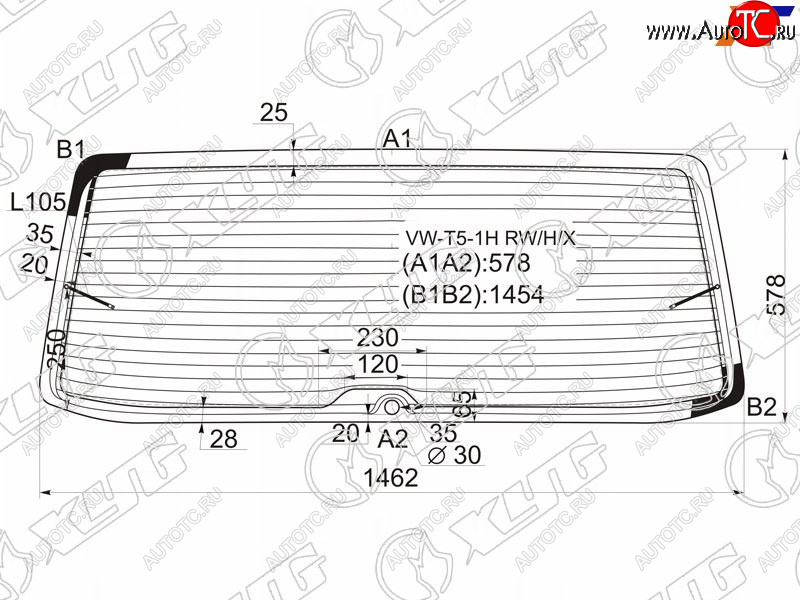 Стекло заднее (Цвет зеленый Обогрев) Volkswagen Transporter 03-15  Multivan 03-15 VW-T5-1H RW/H/X