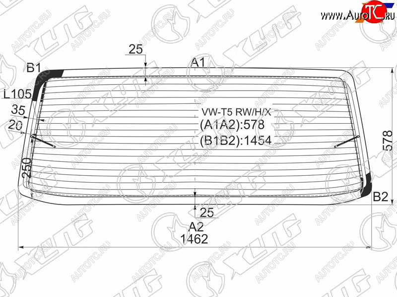 Стекло заднее (Цвет зеленый Обогрев) Volkswagen Transporter 03-15  Multivan 03-15 VW-T5 RW/H/X