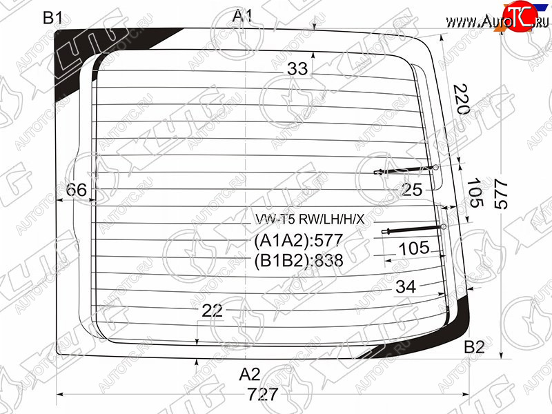 Стекло заднее (Цвет зеленый Обогрев) Volkswagen Transporter 03-15  Multivan 03-15 VW-T5 RW/LH/H/X