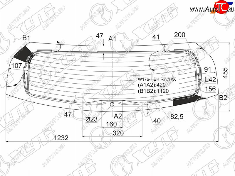 Стекло заднее с обогревом MERCEDES-BENZ A-CLASS W176 5D 12-18                                        W176-HBK RW/H/X