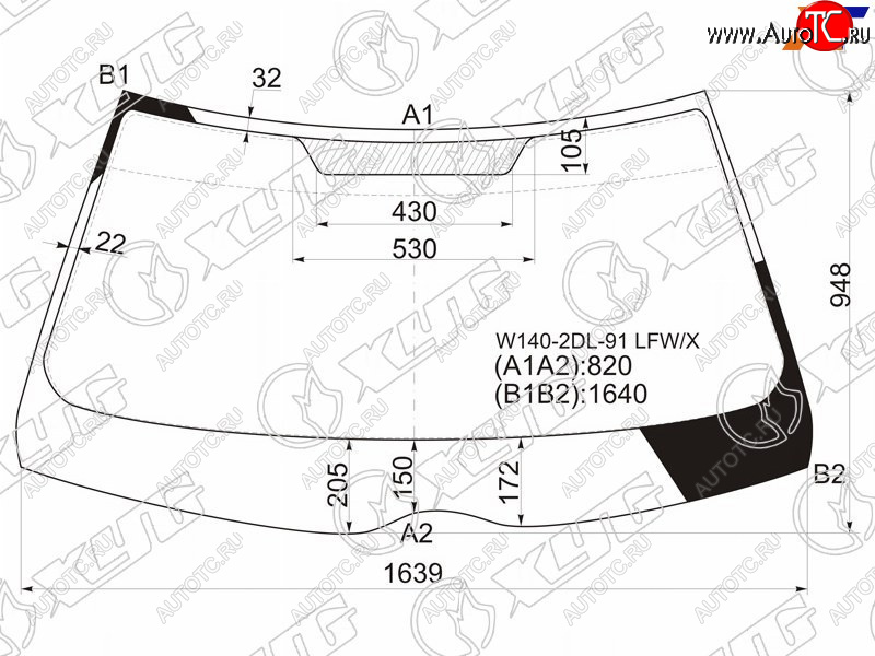 Стекло лобовое (2D CPE) Mercedes-Benz S-Class 91-94  CL-Class 92-98 W140-2DL-91 LFW/X