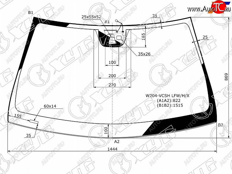 Стекло лобовое (Камера Датчик дождя Молдинг) Mercedes-Benz C-Class 07-15 W204-VCSH LFW/H/X