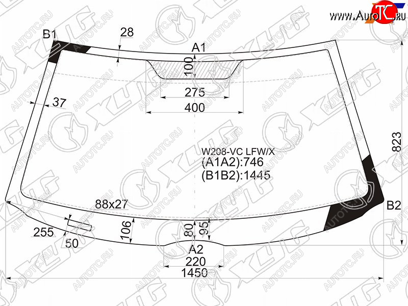 Стекло лобовое Mercedes-Benz CLK-Class 97-02 W208-VC LFW/X